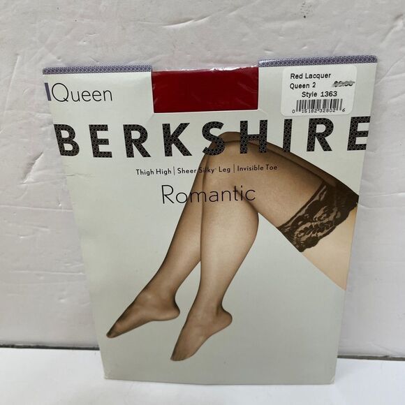 NEW IN PACKAGE BERKSHIRE ROMANTIC THIGH HIGH STOCKINGS IN RED LACQUER - Picture 1 of 3